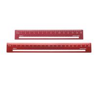 sourcing map 2 reglas rectas de metal de 15 + 20 cm, métricas de aleación de aluminio, herramientas de escala para medir, estudio, lectura, aula, oficina, color rojo