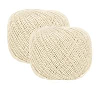 sourcing map 2 rollos de hilo de ganchillo de algodón perlado beige de 164 yardas, tamaño 3, hilo de encaje para tejer ganchillo y coser