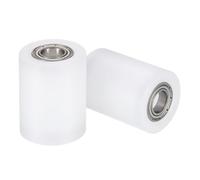 sourcing map 2 ruedas de nailon con rodamientos, diámetro de 3/8 pulgadas x 1-3/16 pulgadas de ancho x 1-5/8 pulgadas de largo, rueda guía CNC, polea de nailon (blanco)