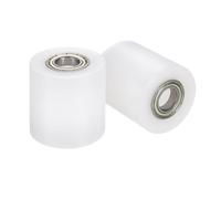 sourcing map 2 ruedas de nailon con rodamientos, diámetro de 5/8 pulgadas x 1-7/8 pulgadas de ancho x 2 pulgadas de largo, rueda guía CNC, polea de nailon (blanco)