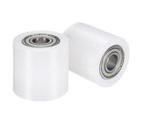 sourcing map 2 ruedas de nailon con rodamientos, diámetro de 5/8 pulgadas x 2 pulgadas de ancho x 2 pulgadas de largo, rueda guía CNC, polea de nailon (blanco)