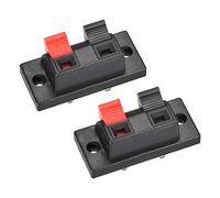 sourcing map 2 Salidas Resorte Altavoz Terminal Clip Liberación Empuje Conector Audio Cable Tira Terminales Bloque Negro Rojo WP2-10 2pcs