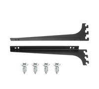 sourcing map 2 soportes de estante ajustables, soporte vertical de 315 mm, soporte de estante de vidrio con tornillos para estantería, almacenamiento de pared, armario, cocina (2.3 mm de grosor, negro