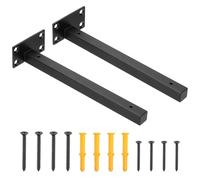 sourcing map 2 soportes flotantes resistentes de 10 pulgadas, soportes de estante de metal con tornillo de montaje en pared para almacenamiento en el hogar, color negro