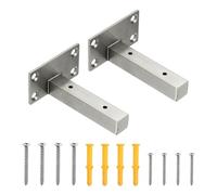 sourcing map 2 soportes flotantes resistentes de 4 pulgadas, soportes de estante de metal con tornillo de montaje en pared para almacenamiento en el hogar, color plateado