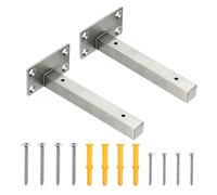 sourcing map 2 soportes flotantes resistentes de 6 pulgadas, soportes de estante de metal con tornillo de montaje en pared para almacenamiento en el hogar, color plateado