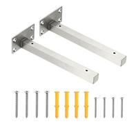 sourcing map 2 soportes flotantes resistentes de 8 pulgadas, soportes de estante de metal con tornillo de montaje en pared para almacenamiento en el hogar, color plateado