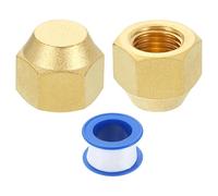 sourcing map 2 tapas de latón OD de 1/4 pulgadas, rosca hembra UNF de 7/16 a 20 UNF, 45 grados, accesorios de tubo de sellado con cinta para extensión de tubería de aire acondicionado, línea de gas y