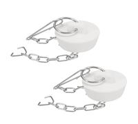 sourcing map 2 tapones de goma para bañera de 31-34 mm, tapón de drenaje para fregadero de cocina, tapón de drenaje de baño con anillo de tracción y cadena de acero inoxidable, color blanco