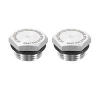 sourcing map 2 tapones de tubería de acero inoxidable 304 de 3/8 pulgadas NPT macho rosca exterior hexagonal cabeza hexagonal tapones con anillo de goma de sellado para tubo de aire, agua, aceite, gas