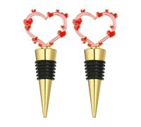 sourcing map 2 tapones de vino con forma de corazón, reutilizables, herméticos, a prueba de fugas, ahorrador de licor, botellas de vidrio para bar, vacaciones, fiestas, decoración del hogar, color