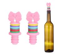 sourcing map 2 tapones de vino de silicona, con forma de lazo, divertidos tapones de vino, color rosa