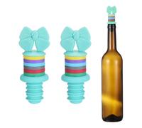 sourcing map 2 tapones de vino de silicona, con forma de lazo, divertidos tapones de vino, color verde