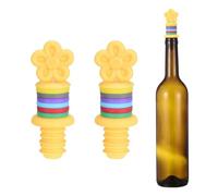 sourcing map 2 tapones de vino de silicona, diseño de flor, color amarillo