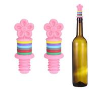 sourcing map 2 tapones de vino de silicona, diseño de flor, color rosa