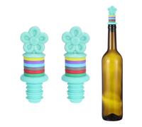 sourcing map 2 tapones de vino de silicona, diseño de flor, color verde