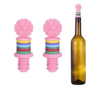 sourcing map 2 tapones de vino de silicona, diseño de girasol, color rosa