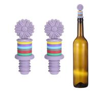 sourcing map 2 tapones de vino de silicona, divertido tapón de vino con forma de girasol con marcador de gafas, reutilizable, hermético, a prueba de fugas, ahorrador de licor para cerveza, bebida, bar