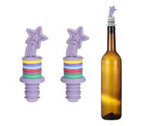 sourcing map 2 tapones de vino de silicona, divertidos tapones de vino en forma de estrella, color morado