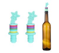 sourcing map 2 tapones de vino de silicona, divertidos tapones de vino en forma de estrella, color verde