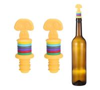 sourcing map 2 tapones de vino de silicona, divertidos tapones de vino en forma de hongo, color amarillo