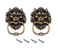 sourcing map 2 tiradores de cabeza de león, aleación de zinc de 6 pulgadas, manija de puerta de león vintage decorativa para puerta delantera, manija para puerta, gabinetes, cajones, latón