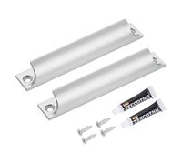 sourcing map 2 tiradores de cajón, aleación de aluminio de 4.7 pulgadas, tiradores de dedo con pegamento de tornillo montado para ventana corrediza, cocina, armario, cajón, color plateado