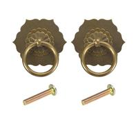 sourcing map 2 tiradores y pomos de latón de 1.57 pulgadas, tiradores de cajón de anillo vintage con tornillos en forma de flor para armario, tocador, armario, armario, bronce