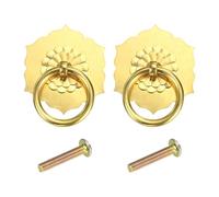sourcing map 2 tiradores y pomos de latón de 1.57 pulgadas, tiradores de cajón de anillo vintage con tornillos en forma de flor para armario, tocador, armario, tono dorado
