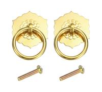 sourcing map 2 tiradores y pomos de latón de 2 pulgadas, tiradores de cajón de anillo vintage con tornillos en forma de flor para armario, tocador, armario, tono dorado