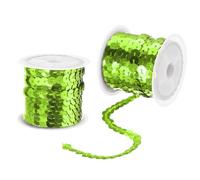 sourcing map 2 tiras planas de lentejuelas láser de 5 yardas x 0.24 pulgadas, 6 mm, lentejuelas de tela, lentejuelas para manualidades, bricolaje, flecos, costura, color verde claro