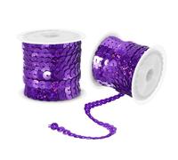 sourcing map 2 tiras planas de lentejuelas láser de 5 yardas x 0.24 pulgadas, 6 mm, lentejuelas de tela, lentejuelas para manualidades, manualidades, flecos, costura, color morado oscuro