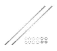 sourcing map 2 tornillos de doble extremo, M8 x 300 mm, acero inoxidable 304 de doble rosca con tuercas y arandelas planas y de bloqueo, perno roscado de doble extremo para mantenimiento de la casa