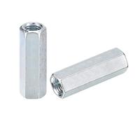 sourcing map 2 tuercas de acoplamiento M14 x 19 x 60 mm, acoplador de varilla hexagonal de acero al carbono galvanizado para muebles, electrónicos, industriales