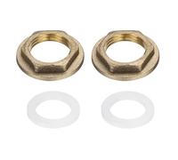 sourcing map 2 tuercas de bloqueo de latón, tuerca hexagonal hembra G3/8 pulgadas, tuerca de bloqueo de grifo de un solo agujero con arandela de silicona para fontanería de fregadero de cocina