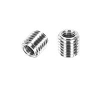 sourcing map 2 tuercas reductoras de rosca de acero inoxidable 316, M12 x 1.75 macho a M8 x 1.25 hembra de 10 mm de largo métrico de reparación de tuerca de inserción de tornillo adaptadores roscados