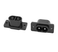 sourcing map 2 uds AC 250V 2.5A IEC320 C8 Macho Entrada Alimentación Zócalo Conector Adaptador Negro