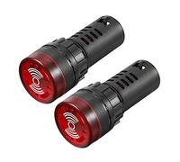 sourcing map 2 uds luz piloto roja con zumbador AC/DC 12V, alarma intermitente de montaje en Panel de 22mm, para Panel de Control eléctrico, HVAC, proyectos de bricolaje