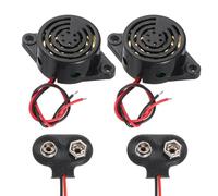 sourcing map 2 unidades DC3-24 V 100 dB 3100 Hz alarma piezoeléctrica sonora sonora activa continua con conector de batería tipo T de 9 V para motocicleta, golf, coche, vehículos, alarma de coche