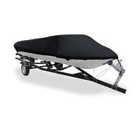 sourcing map 20-22ft 210D Trailerable Boat Cover Impermeable Pesca Ski Bass Speedboat V-Shape Black 700x280cm