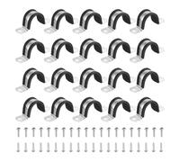 sourcing map 20 abrazaderas de cable de 27 mm, acero inoxidable 304 con revestimiento de goma aislado, correa de tubo con tornillos autorroscantes para instalación de cables de tubo, color negro