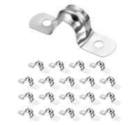 sourcing map 20 abrazaderas de conducto de 1/2 pulgada de 12 mm, abrazadera de tubo en U M12, correa de tubo rígida de acero inoxidable, soporte en forma de U con dos agujeros para fijación de cable