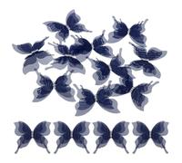 sourcing map 20 apliques de mariposa de malla transparente, mariposas de tres capas de 50 mm con parche de gemas para manualidades, adorno 3D para bodas, fiestas, decoración del hogar, ropa, azul