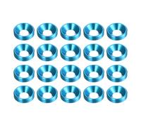 sourcing map 20 arandelas avellanadas M4 de acabado de aleación de aluminio anodizado, juntas de tornillo para piezas de accesorios mecánicos, color azul cielo