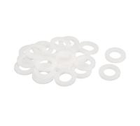 sourcing map 20 arandelas planas de nailon M14 de 14 mm de diámetro interior de 27 mm de diámetro exterior de 2,5 mm de grosor, arandelas lisas de plástico, cierre de junta espaciadora, color blanco