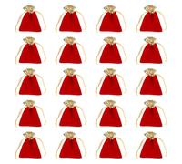 sourcing map 20 bolsas de tela flocada con cordón de 2.8 x 3.5 pulgadas, bolsas de regalo para bodas, fiestas, caramelos, joyas, embalaje, organización, almacenamiento, color rojo dorado