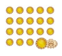 sourcing map 20 botones de piedras preciosas transparentes, 11,5 mm, redondos, decorativos, de metal, para manualidades, abrigos, chaquetas, vestidos de novia, color amarillo