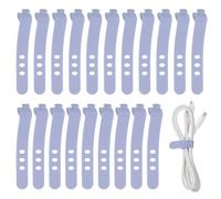 sourcing map 20 bridas de silicona para cables, 3 agujeros, reutilizables, de goma, ajustables, con hebilla de bloqueo, correa de cable multiusos para cables de viaje en casa, oficina, color morado
