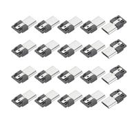 sourcing map 20 conectores micro USB macho, adaptador de repuesto de reparación de 180 grados DIP de 5 pines para placas de circuito, placa PCB, dispositivos digitales, color negro