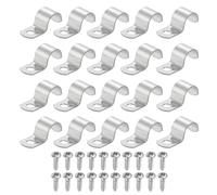 sourcing map 20 correas de tubo de 9/16 pulgadas, abrazadera de tubo de 1 agujero de acero inoxidable 304, abrazadera rígida de conducto en U, resistente con tornillos autorroscantes para instalación